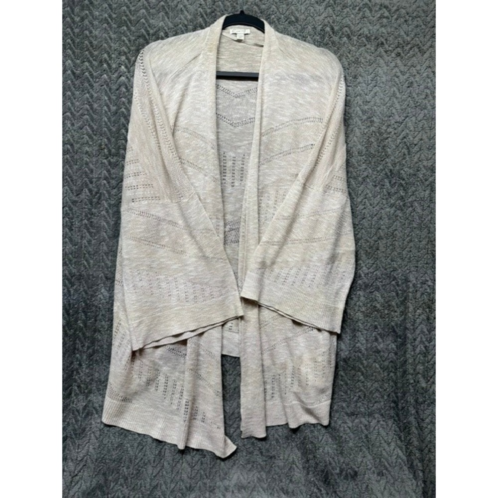 EST. 1946 Womens Pointelle Chevron Open Front Cardigan Oatmeal Size 26/28W 0703